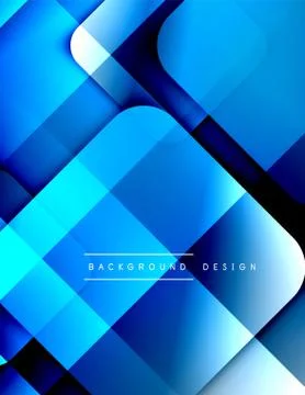 Rounded squares shapes composition geometric abstract background. 3D shadow Stock Illustration