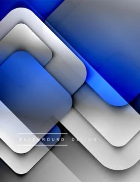 Rounded squares shapes composition geometric abstract background. 3D shadow Stock Illustration