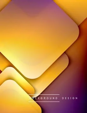 Rounded squares shapes composition geometric abstract background. 3D shadow Stock Illustration