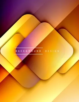 Rounded squares shapes composition geometric abstract background. 3D shadow Stock Illustration