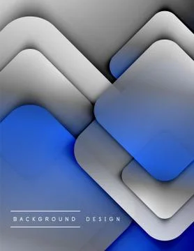 Rounded squares shapes composition geometric abstract background. 3D shadow Illustrazione stock
