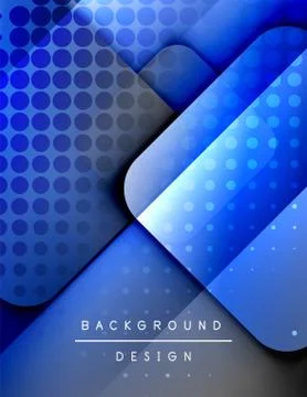 Rounded squares shapes composition geometric abstract background. 3D shadow Stock Illustration