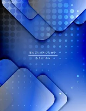 Rounded squares shapes composition geometric abstract background. 3D shadow Stock Illustration