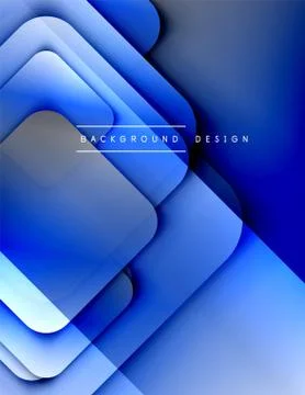 Rounded squares shapes composition geometric abstract background. 3D shadow Illustrazione stock