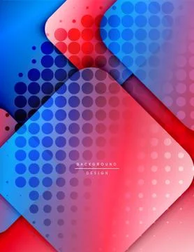 Rounded squares shapes composition geometric abstract background. 3D shadow Stock Illustration