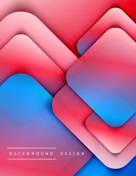 Rounded squares shapes composition geometric abstract background. 3D shadow イラスト素材
