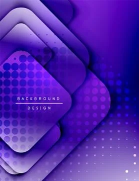 Rounded squares shapes composition geometric abstract background. 3D shadow Stock Illustration
