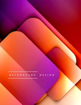 Rounded squares shapes composition geometric abstract background. 3D shadow Stock Illustration
