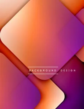 Rounded squares shapes composition geometric abstract background. 3D shadow Stock Illustration