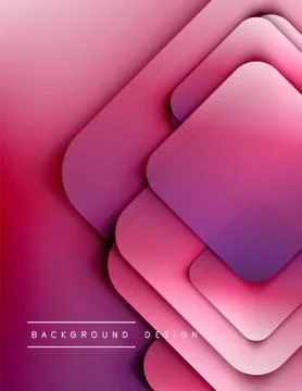 Rounded squares shapes composition geometric abstract background. 3D shadow Stock Illustration