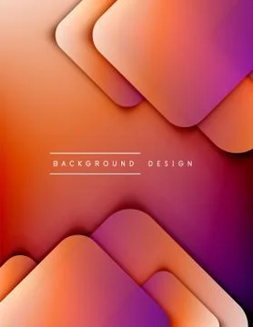 Rounded squares shapes composition geometric abstract background. 3D shadow Stock Illustration