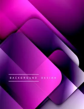 Rounded squares shapes composition geometric abstract background. 3D shadow Stock Illustration