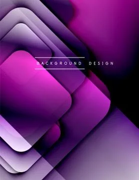 Rounded squares shapes composition geometric abstract background. 3D shadow Stock Illustration