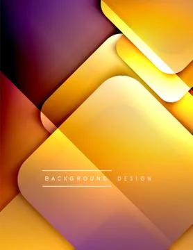 Rounded squares shapes composition geometric abstract background. 3D shadow Stock Illustration
