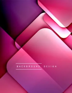 Rounded squares shapes composition geometric abstract background. 3D shadow Stock Illustration