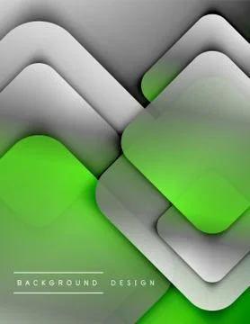 Rounded squares shapes composition geometric abstract background. 3D shadow Stock Illustration