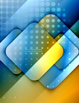 Rounded squares shapes composition geometric abstract background. 3D shadow イラスト素材