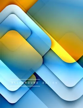 Rounded squares shapes composition geometric abstract background. 3D shadow Stock Illustration