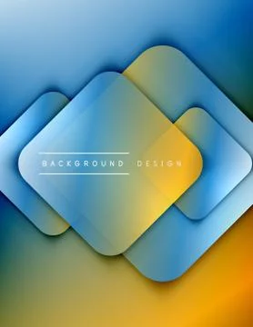Rounded squares shapes composition geometric abstract background. 3D shadow Illustrazione stock