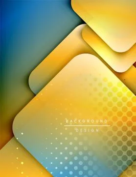 Rounded squares shapes composition geometric abstract background. 3D shadow Stock Illustration