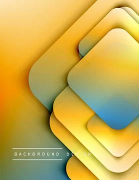 Rounded squares shapes composition geometric abstract background. 3D shadow Stock Illustration
