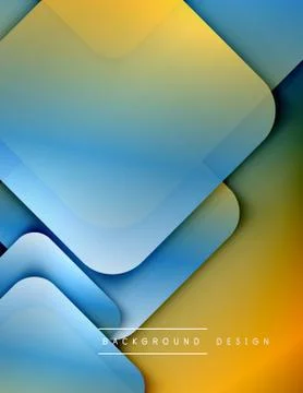 Rounded squares shapes composition geometric abstract background. 3D shadow Stock Illustration