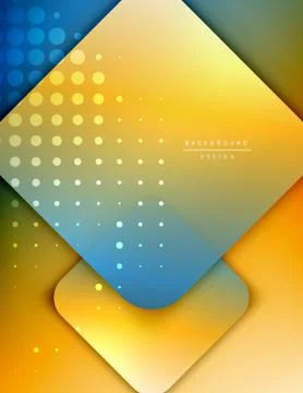 Rounded squares shapes composition geometric abstract background. 3D shadow Stock Illustration