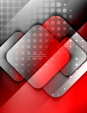 Rounded squares shapes composition geometric abstract background. 3D shadow Illustrazione stock