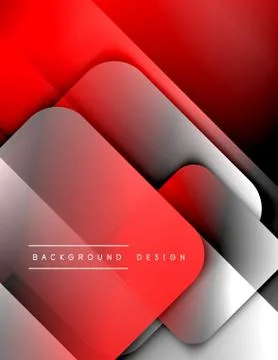 Rounded squares shapes composition geometric abstract background. 3D shadow Stock Illustration