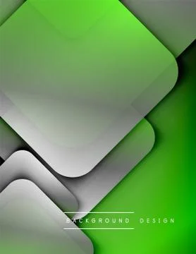 Rounded squares shapes composition geometric abstract background. 3D shadow Stock Illustration