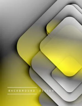 Rounded squares shapes composition geometric abstract background. 3D shadow Stock Illustration