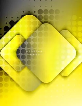 Rounded squares shapes composition geometric abstract background. 3D shadow Stock Illustration