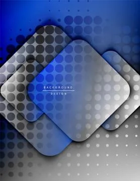 Rounded squares shapes composition geometric abstract background. 3D shadow Stock Illustration