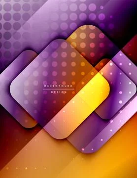 Rounded squares shapes composition geometric abstract background. 3D shadow Illustrazione stock