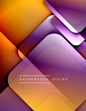 Rounded squares shapes composition geometric abstract background. 3D shadow Stock Illustration