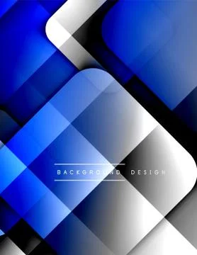 Rounded squares shapes composition geometric abstract background. 3D shadow Stock Illustration