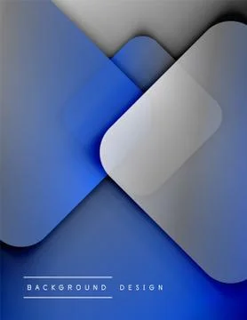 Rounded squares shapes composition geometric abstract background. 3D shadow Stock Illustration