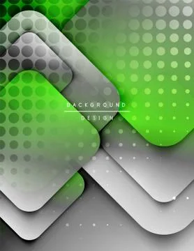 Rounded squares shapes composition geometric abstract background. 3D shadow Stock Illustration
