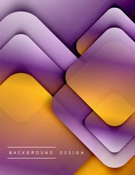 Rounded squares shapes composition geometric abstract background. 3D shadow Illustrazione stock