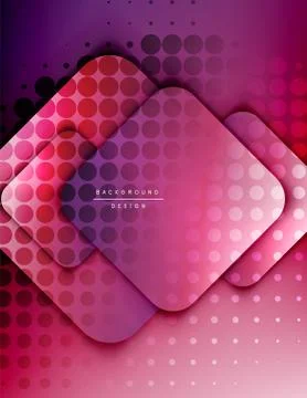 Rounded squares shapes composition geometric abstract background. 3D shadow Stock Illustration