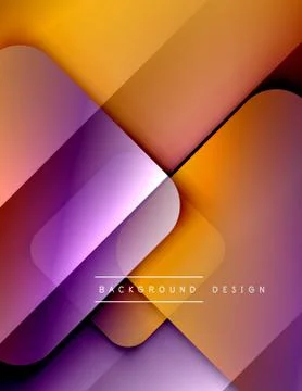 Rounded squares shapes composition geometric abstract background. 3D shadow Stock Illustration