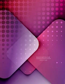 Rounded squares shapes composition geometric abstract background. 3D shadow Stock Illustration