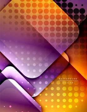 Rounded squares shapes composition geometric abstract background. 3D shadow Stock Illustration