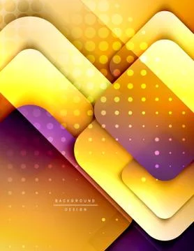 Rounded squares shapes composition geometric abstract background. 3D shadow Illustrazione stock