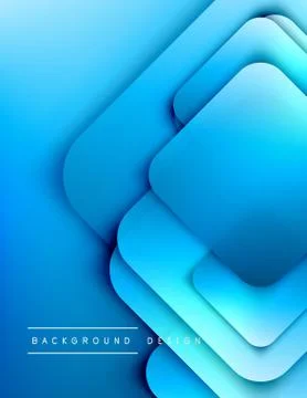 Rounded squares shapes composition geometric abstract background. 3D shadow Stock Illustration
