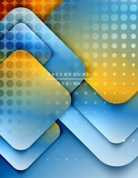 Rounded squares shapes composition geometric abstract background. 3D shadow Stock Illustration