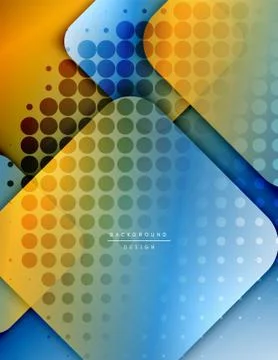 Rounded squares shapes composition geometric abstract background. 3D shadow Stock Illustration