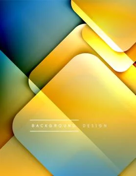 Rounded squares shapes composition geometric abstract background. 3D shadow Stock Illustration