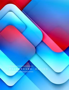 Rounded squares shapes composition geometric abstract background. 3D shadow Illustrazione stock
