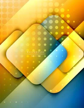 Rounded squares shapes composition geometric abstract background. 3D shadow Stock Illustration